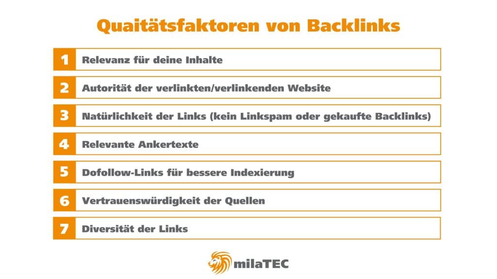 Qualitätsfaktoren von Backlinks